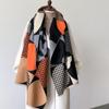 Bufanda de Cachemira con Diseño de Cuadros, Espiga y Flores Transfronteriza para Mujer, Doble Cara, Artística, para Cuello, Invierno, Chal de Exterior