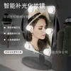 Espejo de maquillaje grande de escritorio con luz de dos colores, luz fría y cálida, atenuación continua, espejo de bombillas Hollywood, espejo de maquillaje LED