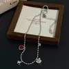 Collar de Oso Corazón de Red Velvet para Niña Dulce para Mujer, Diseño Único, Lindo y Versátil, Aretes de Aguja de Plata, Cadena para Clavícula