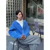 Cardigan Tricotado Yinhe "Milk Cloud Waffle", Suéter com Capuz de Corte Relaxado, Malha Waffle, Estilo Coreano