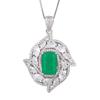 Conjunto de Joias Huayoumei Brincos Colar Anel Esmeralda Zircônia Europeu e Americano Luxo Leve Retrô Feminino High-End Atacado