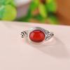 Anillo Yilu plata S925 plata de ley ámbar sangre vintage hoja desgastada fideos de huevo hueco estilo chino nuevo personalizado anillo abierto