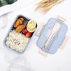 Lonchera Hecha de Paja de Trigo, Aptas para Microondas, Dividida en Compartimentos, Lonchera Bento Aislada, Caja Cuadrada para Comida Rápida, Especialmente Diseñada para Hornos de Microondas