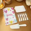 Prato de Jantar de Bolo de Aniversário Faca e Garfo Conjunto Prato de Papel Descartável Prato Espesso Assadeira Criativa Utensílios de Mesa Três em Um