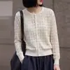 Cárdigan de punto ondulado de lana nuevo para mujer, cuello redondo, corte holgado, otoño/invierno, top versátil, manga larga, estampado, 2026