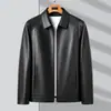 Chaqueta de cuero para hombre, nueva ropa de otoño e invierno para hombre, chaqueta de cuero suave con solapa, chaqueta de cuero con forro polar casual de negocios para hombres de mediana edad
