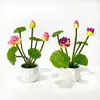 Planta en maceta de flor de loto artificial, maceta decorativa de piña, exhibición y arreglo para el hogar, accesorio de fotografía, planta en maceta de flor artificial