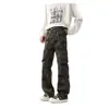 Pantalones de camuflaje de pierna recta estilo americano de trabajo desgastados de moda transfronterizos para hombre, primavera y otoño, multibolsillos, jeans acampanados casuales versátiles