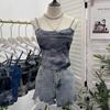 Tiro Real Popular en Internet Chaleco Camisola Pequeño Ropa Exterior para Mujer Almohadilla para el Pecho Desmontable Top sin Mangas Corto Estampado Tie-Dye 88939