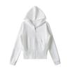 Moletom Casual Americano com Capuz para Mulheres no Outono e Inverno Novo Versátil Cintura Alta Zíper Esportivo Fitness Cardigan Jaqueta de Manga Longa
