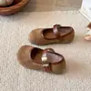 Sapatos Mary Janes Baixos Quadrados Retrô com Velcro, Aumento Interno, Estilo Fada Francesa, Outono 2026, Sapatos de Couro