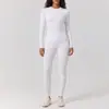 Conjunto de Roupa de Yoga Duas Peças Secagem Rápida Escovado Transfronteiriço, Conjunto de Roupa de Yoga Cor Sólida Gola Redonda Sensação de Pele Nu, Conjunto de Roupa para Esportes e Fitness