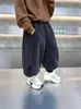 Pantalones tipo bombacho de chenilla con forro polar para niños y niñas, ropa de otoño e invierno, estilo infantil, holgados, bonitos, transpirables, suaves y cómodos