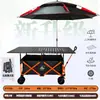 Carro de camping premium para picnics al aire libre con tablero de mesa, plegable y compacto, adecuado para uso en coche y montaje de puestos a gran escala
