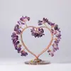 Árbol de cristal con forma de corazón de grava de cristal natural más vendido transfronterizo, amatista, ágata, decoración de árbol de la fortuna para el hogar y la oficina