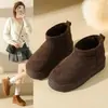 Botas de neve femininas, novo estilo de inverno 2026, com forro de fleece adicional, espessadas para calor extra, design que aumenta a altura, sola grossa, versátil, impermeáveis e antiderrapantes