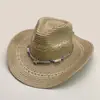 Nuevo sombrero de paja retro para mujer con cuerda de hilo de estrella de cinco puntas degradada, hueco, para el sol, vacaciones, exterior, venta al por mayor