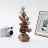 Árvore de Natal Artificial Pequena de Cedro Mini Árvore de Natal de Mesa Floco de Neve Pinha Ornamento de Decoração para Casa Mini Árvore de Natal