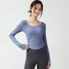 Top de Yoga Feminino de Manga Longa com Bojo Embutido, Gola Halter, Gola Quadrada, Modelador, para Fitness, Pilates, Treinamento, Corrida