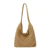 Bolso tejido de cuerda de algodón de gran capacidad informal estilo coreano, nuevo bolso de moda para vacaciones, bolso de hombro casual para la playa y la costa