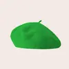 Boina de color liso bordada transfronteriza, gorro tejido, sombrero popular de lana azul marino, sombrero artístico retro moderno versátil de artista