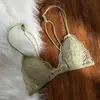 Sin Aros Hebilla Frontal Francesa Encaje Triángulo Taza Ropa Interior Femenina Verano Tirantes Finos Tipo Espagueti