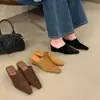 Mules retro de tacón de cuña de moda 2026, sin cordones, con punta, zapatos de tacón medio para mujer, cómodos de llevar