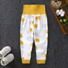 Pantalones de Algodón Puro para Niños, Pantalones de Cintura Alta para Proteger la Barriga para Primavera y Otoño de Bebé, Leggings para Niñas, Pantalones de Otoño para Niños, Pantalones para Dormir para Bebés