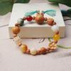 Pulseira Artesanal de Contas de Semente de Bodhi Multi-Preciosa de Dezoito Sementes, Pulseira Unissex Retro com Pingente Atrai-Fortuna