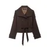 Fabricantes Mayoristas de Ropa para Mujer Transfronteriza Otoño e Invierno 2025 Estilo Europeo y Americano Tops y Chaquetas de Manga Larga con Cordones de Doble Botonadura