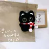 Novo Pingente de Boneca Gatinho Preto de Pelúcia Coração de Menina Squeak Pingente Versátil Pingente de Mochila Chaveiro Venda por Atacado