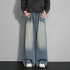Calça jeans masculina estilo americano, nova coleção de outono, perna reta solta, perna larga, calça casual versátil para homens