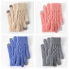 Guantes de Invierno Cálidos con Patrón Retorcido Punto de Diamante y Forro de Felpa, Engrosados de Color Sólido, Protección contra el Frío, Guantes de Lana Tejidos para Ciclismo con Pantalla Táctil
