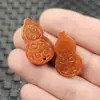 Jade Vermelho Jade Cabaça jade pingente padrão oito trigramas vermelho seco verde pingente colar brincos chaveiro pingente de jade