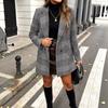 Outono/Inverno 2025 Novo Aliexpress Mais Vendido Cor Sólida Lã Tecida Casaco Feminino Amazon Cintura Marcada Espesso Jaqueta de Botão Duplo
