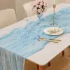Corredor de Mesa de Tela de Gasa Arrugada Bali Mantel Estilo Europeo Decoración de Boda Cortina de Gasa Plisada Estilo Bohemio Decoración de Tira Larga con Borlas
