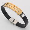 Pulseira de casal de silicone e aço inoxidável para joias de mão da Amazon transfronteiriça, pulseira de aço titânio, joias masculinas hip-hop por atacado