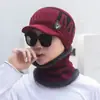 Cachecol de Lã de Águia Espesso para Inverno ao Ar Livre com Forro de Fleece Chapéu de Equitação Duas Peças Chapéu de Malha com Proteção de Orelha Masculino