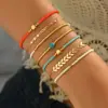 Pulsera Cadena Avión Estilo Apilado Bohemio Transfronteriza Color Hilo Cuentas de Arroz Turquesa Retro Geométrico Pulsera Ccb