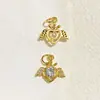 Alta Retención de Color Incrustado con Circonio Oro de 14 Quilates Corazón Alas Mariposa Colgante Pequeño DIY Pulsera de Cristal Cadena para Colgar Teléfono Móvil Accesorios