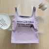 Selección PremiumTop sin Mangas con Estampado de Letras 'Pure Desire', Espalda Descubierta para Mujer con Copas, Se Puede Usar como Ropa Interior o Exterior