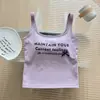 Nuevo Estilo Primavera y Verano Camisola Hermosa con Estampado de Letras de Deseo Puro para Mujer con Copas, Adecuada para Usar por Dentro o por Fuera, Top Ajustado