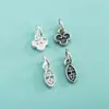 Pingente mini estilo chinês novo de prata pura S925 amuleto da paz pulseira de corda trançada feita à mão pingente auspicioso de nuvem de desejo