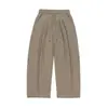 Calça Casual Versátil Wide-Leg Yidao Vintage 2026 Primavera Nova Retro Americana com Cordão Cintura Elástica Modelagem Solta