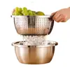 Juego de Tazones de Acero Inoxidable de Grado Alimenticio Alemán, Tazón para Lavar Verduras, Cocina Casera, Tazón para Cocinar Fideos, Huevos, Sopa, Fabricante, Venta al por Mayor