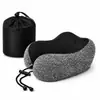 Almohada de soporte para el cuello en forma de U de espuma viscoelástica catiónica transfronteriza, almohada portátil para el cuello y la columna cervical para viajes, cojín artefacto para dormir en avión