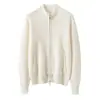 Cárdigan versátil de punto gofre liso con cremallera, chaqueta suéter popular de otoño e invierno, top de manga larga con cuello alto