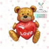 MECRLA Nuevo Globo de Papel de Aluminio con Forma de Corazón para el Día de San Valentín I LOVE YOU Oso Sentado Rosa Decoración de Propuesta