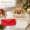 Tarjeta de felicitación con carro de Papá Noel en relieve 3D de hoja dorada transfronteriza decoración navideña adorno bendición de Navidad regalo creativo