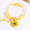 Pulseira de cristal de girassol coração de menina simples doce anel único flor pequena floral contas de vidro de cristal pulseira de margarida pequena para mulheres